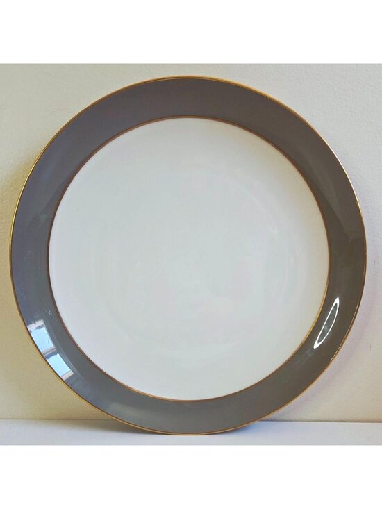 Lenox Other - Lenox Trenton Gray & Gold Rim Chop Plate Platter Round 12.75" Made In USA